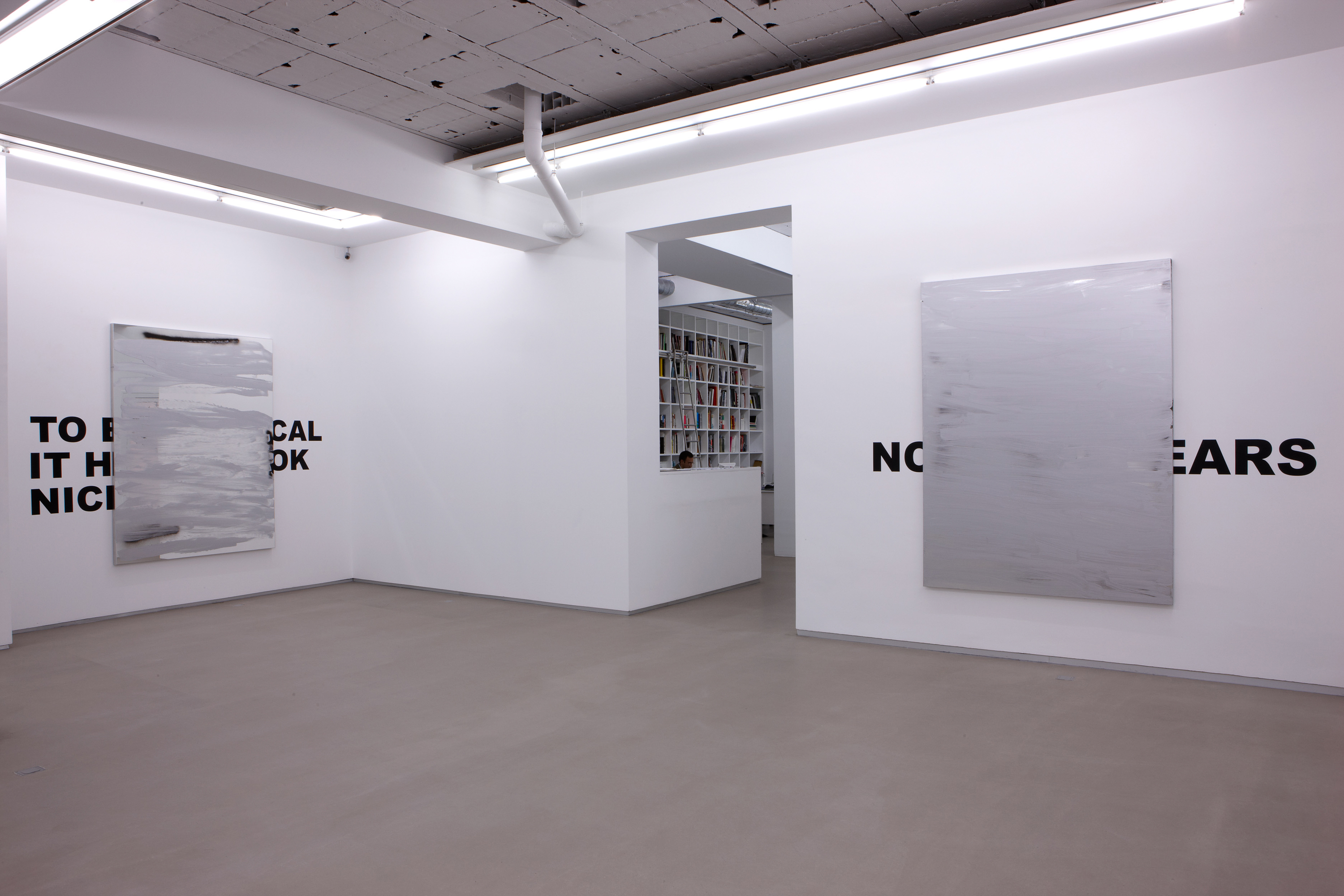 Parra & Romero, exhibition: Text pieces, obliterated mirrors & tautological paintings (fig. 13)